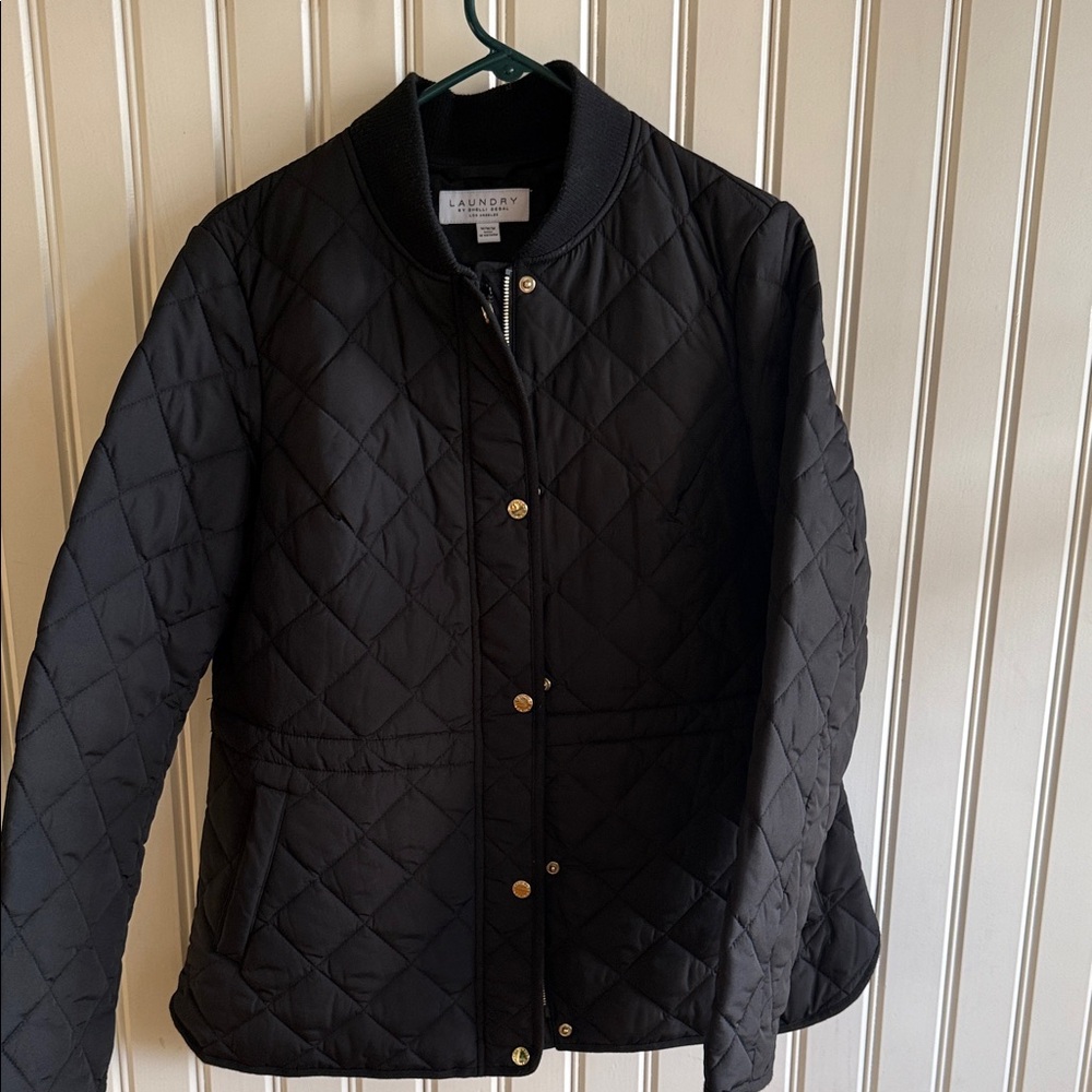 Laundry By Shelli Segal Black Quilted Bomber Jacket